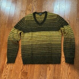 Todd Snyder Green and Brown V-Neck Sweater